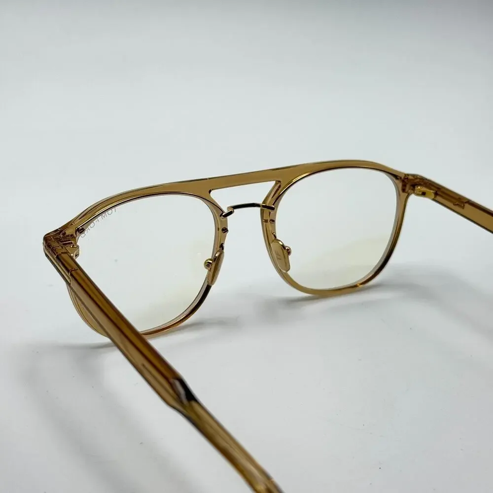 Tom Ford Eyeglasses Frame TF5982-B 045 Shiny Light Brown Pilot 52-20-145mm
